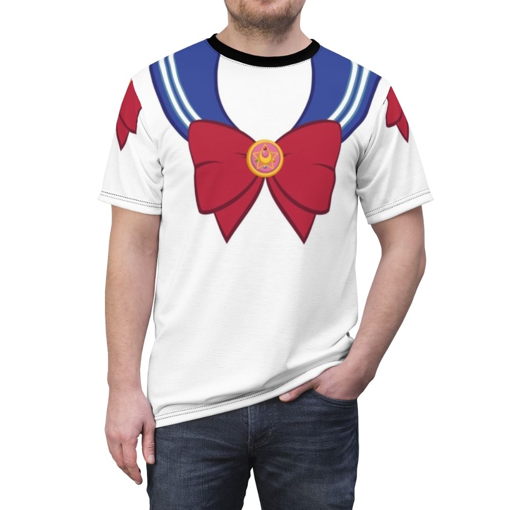 Stylish t-shirt featuring a shimmering sailor moon-inspired moon wand and brooch design - men front