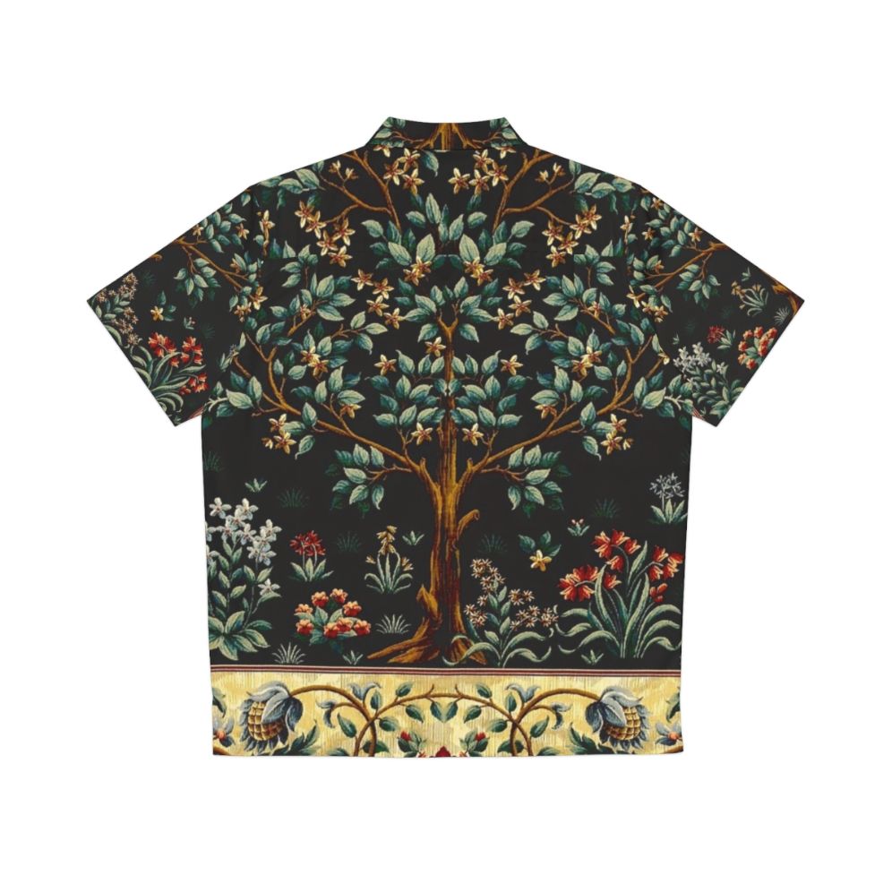 Tropical floral midnight Hawaiian shirt with mythical creatures - Back