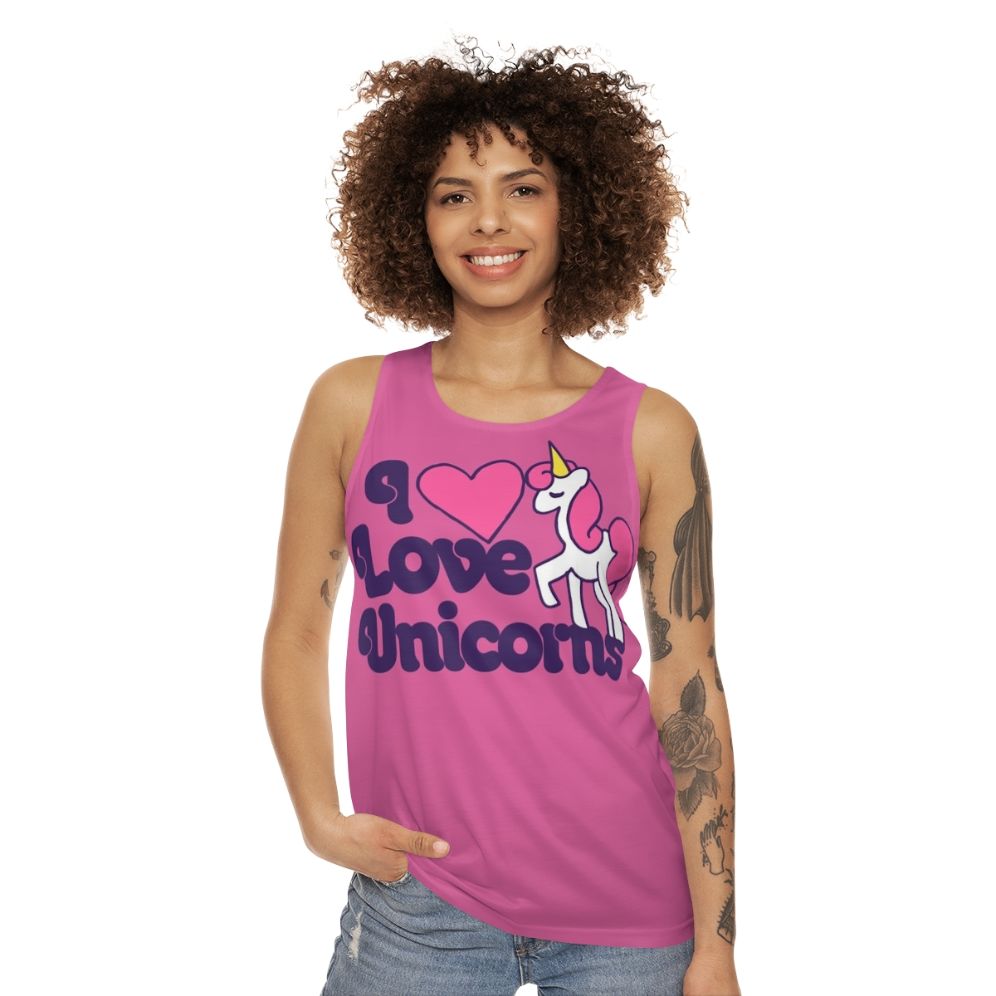 Retro unisex tank top with unicorn design - women