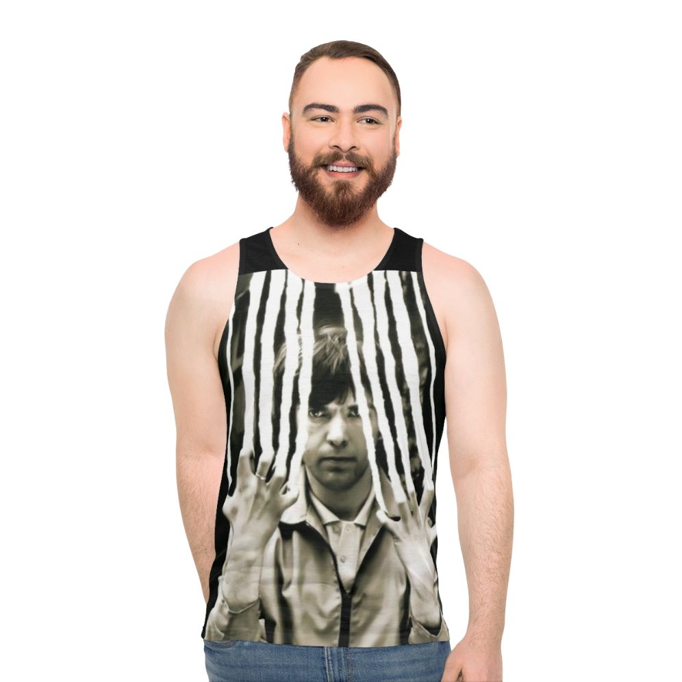 Retro unisex tank top with progressive rock band design - men