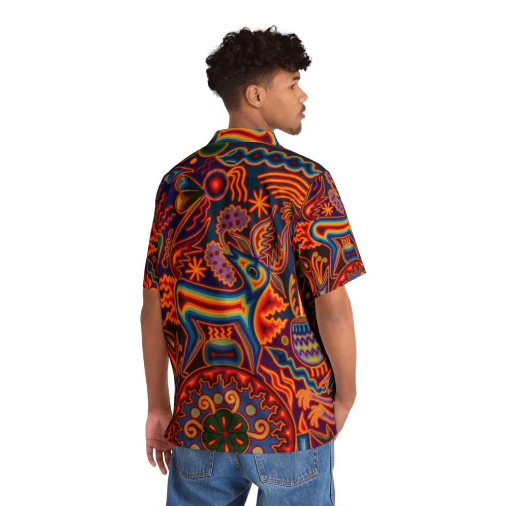 Huichol Hawaiian shirt with colorful abstract design - People Back