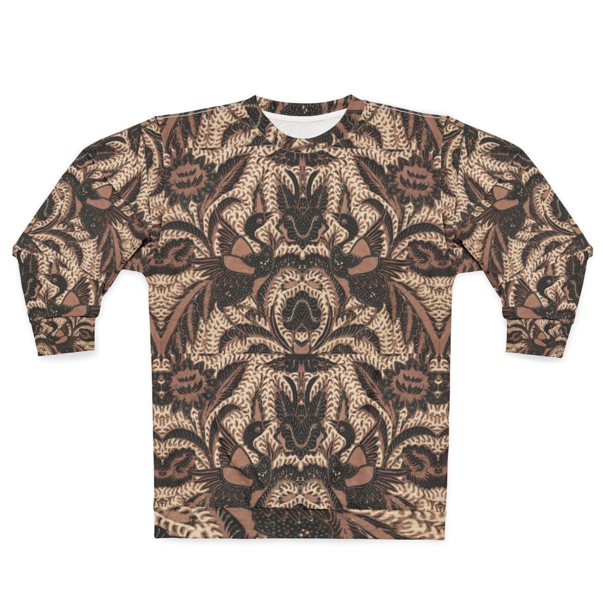 Batik Sweatshirt with Traditional Indonesian Bird and Flower Designs