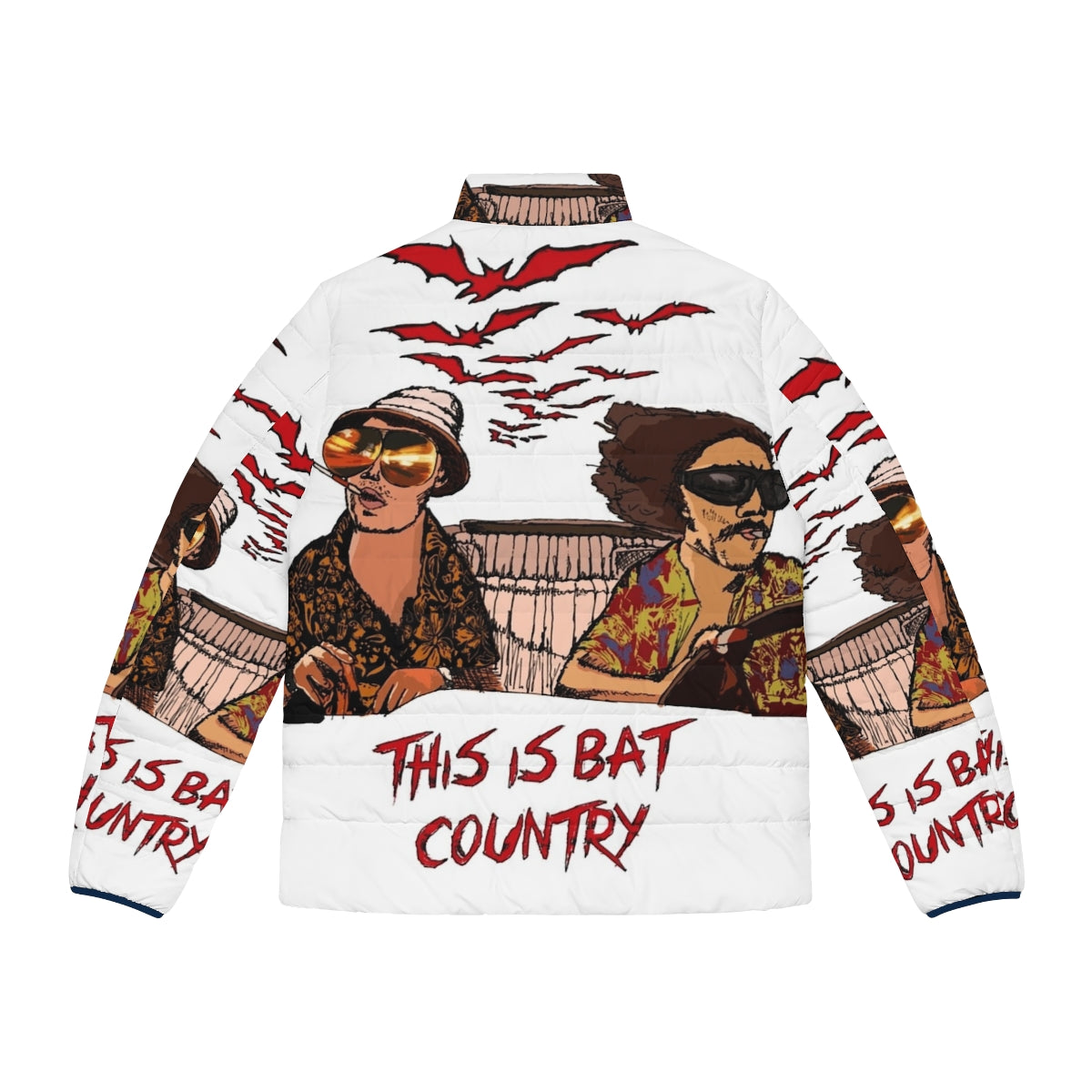 Bat Country Puffer Jacket featuring psychedelic design and Hunter S. Thompson inspired imagery - Back