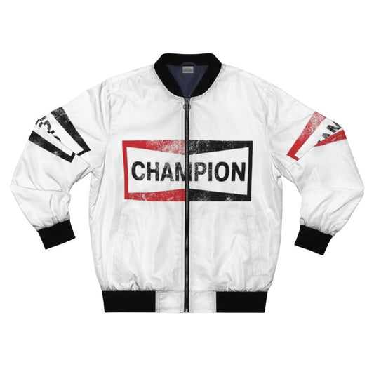 Champion Vintage Motorsport Bomber Jacket with Retro Racing and Gasoline Inspired Graphics