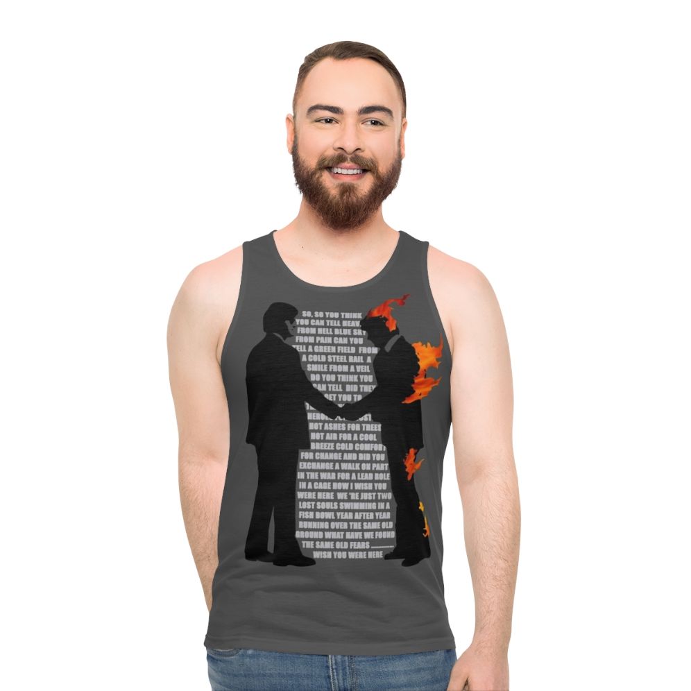 Unisex tank top with "Wish You Were" design for music lovers - men