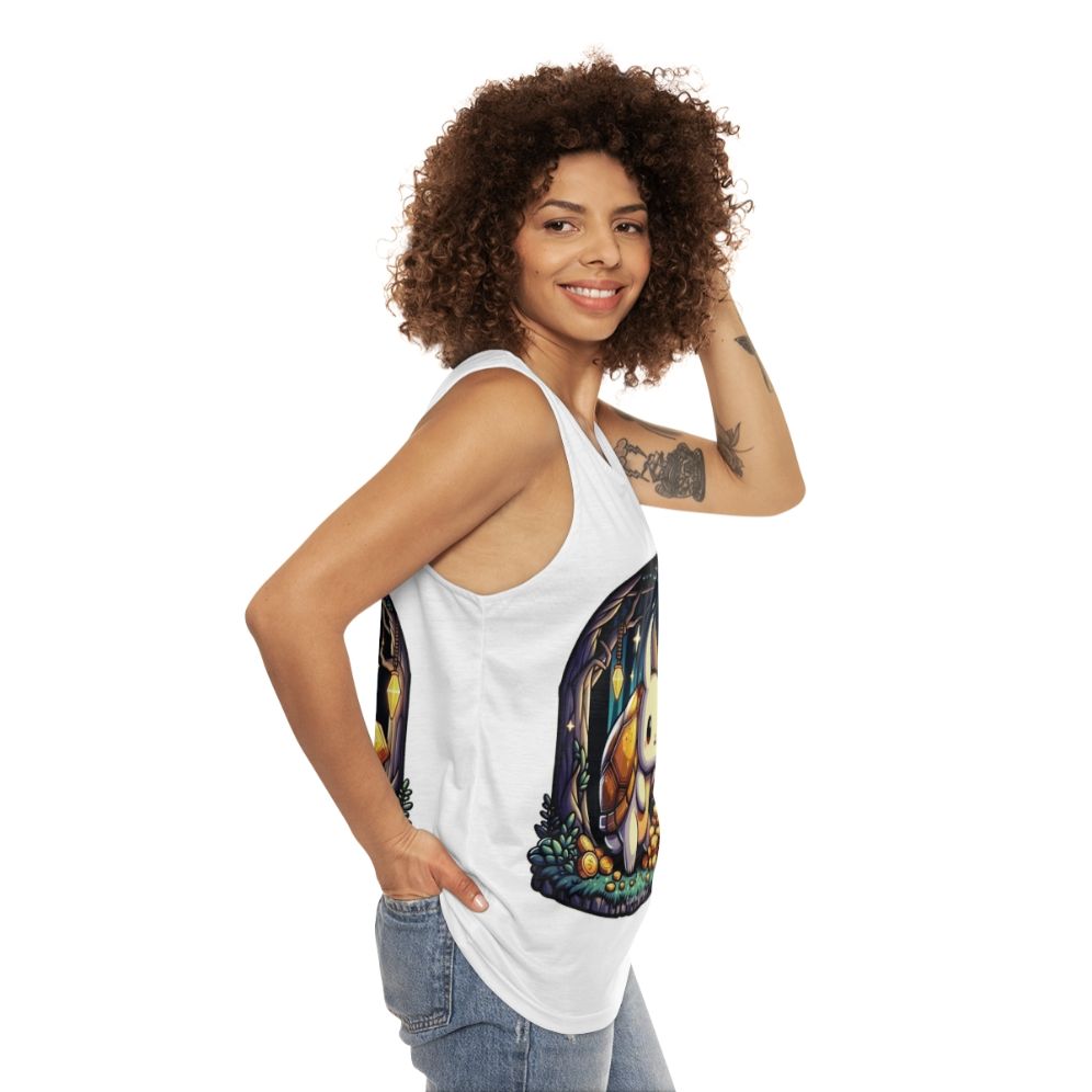 Legendary golden turtle rabbit fantasy animal graphic on unisex tank top - women side