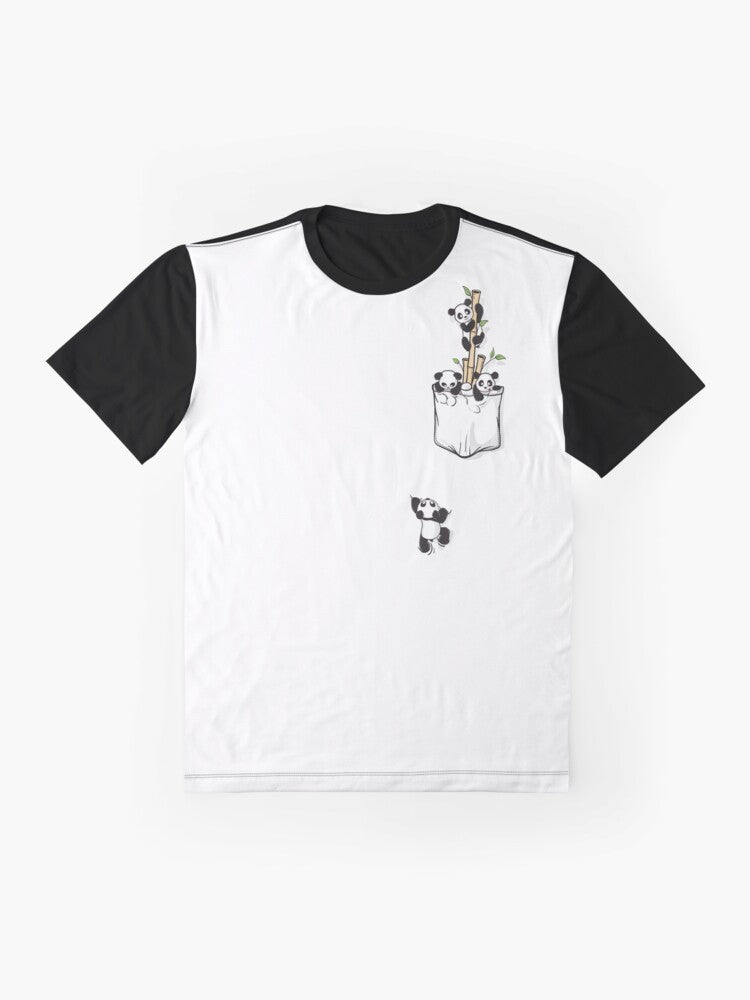 Cute pocket pandas vector graphic design on a t-shirt - Flat lay