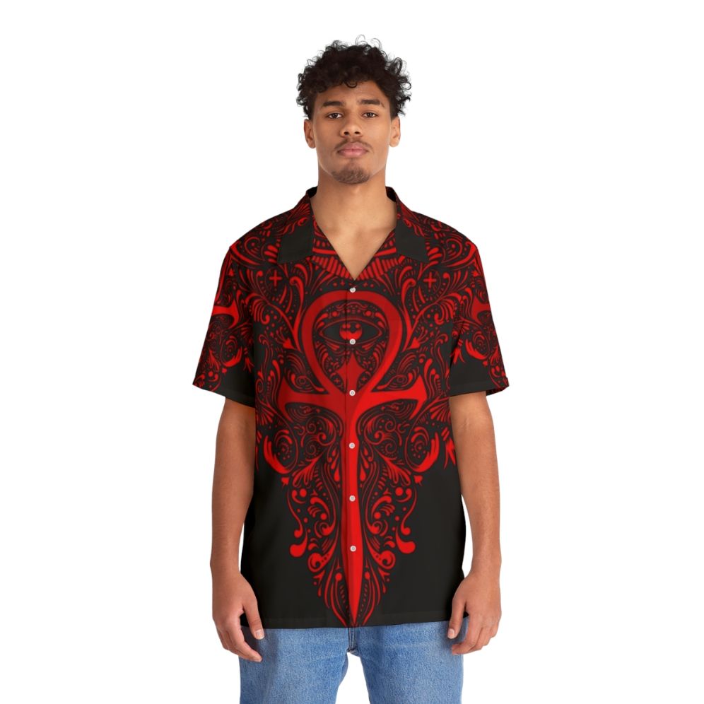 Masquerade Hawaiian Shirt featuring vampire and gothic elements - People Front