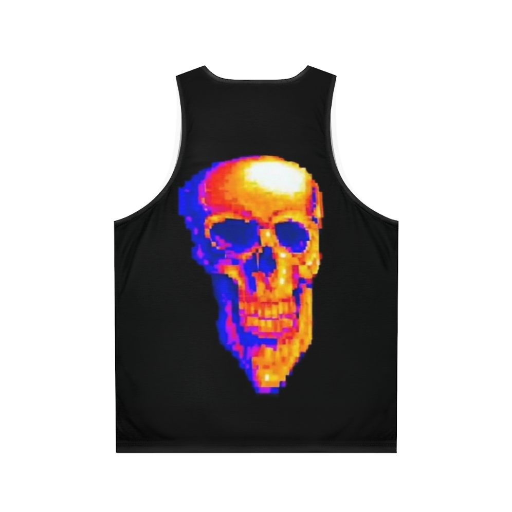 Unisex MDE tank top with skull and pixel art design - Back