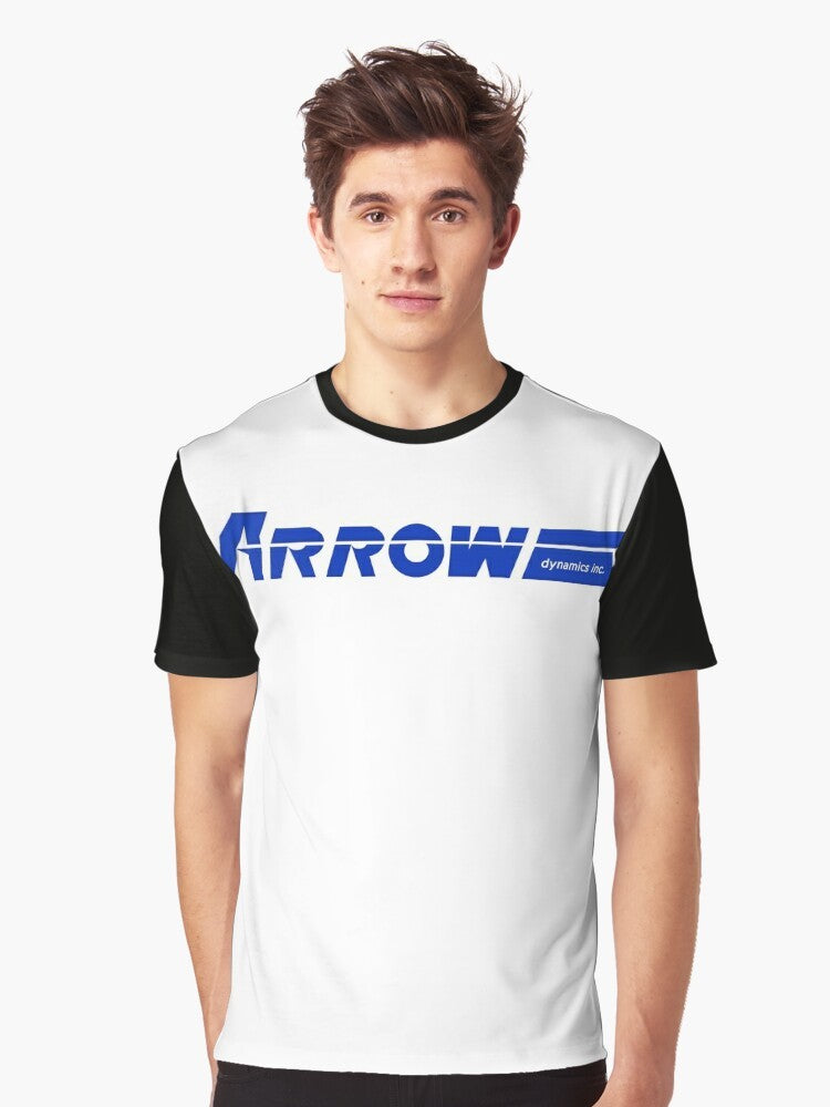 Retro "Legacy of Arrow" graphic design blue t-shirt - Men