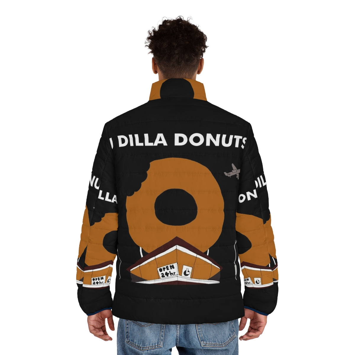 J Dilla Puffer Jacket with Donuts Graphic - men back