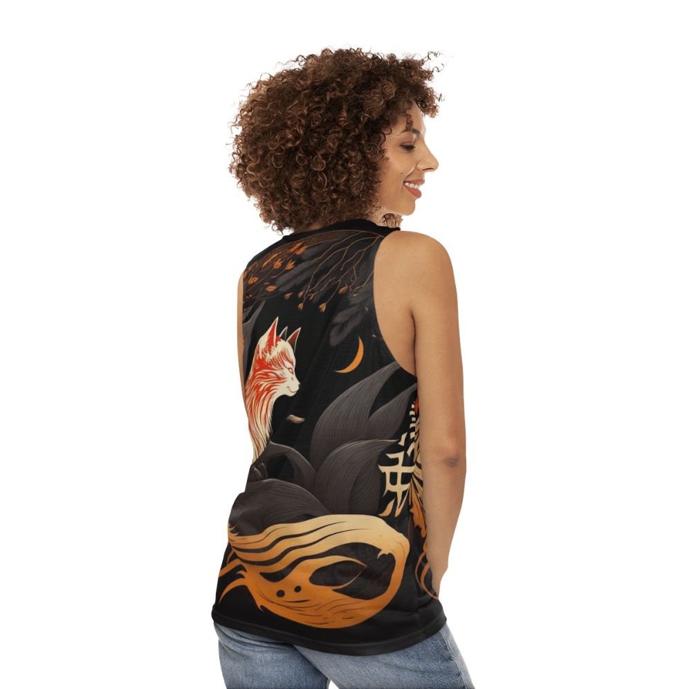 Japanese Kitsune Unisex Tank Top - women back