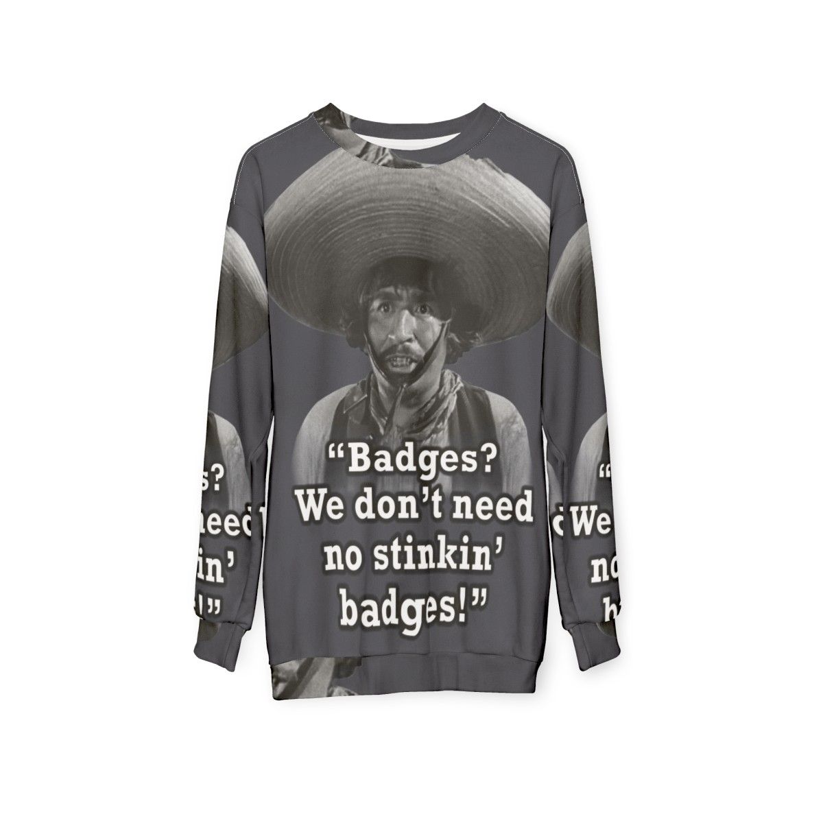 Mexican badges sweatshirt with humorous slogan - hanging