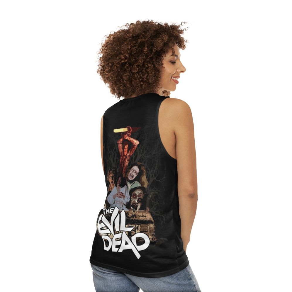 The Evil Dead Unisex Horror Tank Top with Ash Williams and Deadites - women back