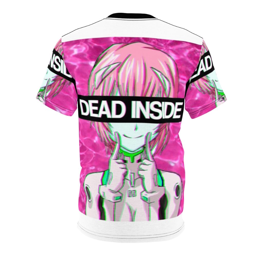 Rei Ayanami inspired t-shirt featuring a vaporwave aesthetic and "Dead Inside" design - Back