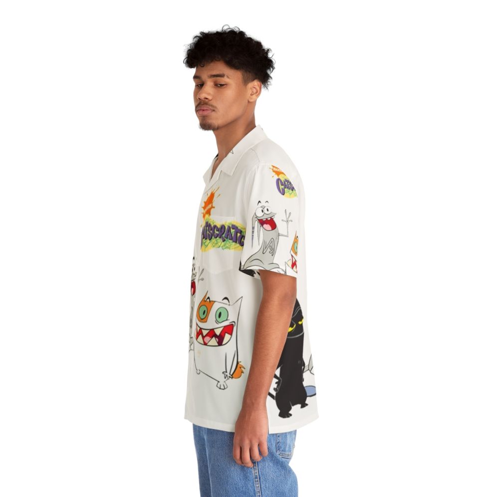 Catscratch Hawaiian Shirt featuring cartoon cat characters - People Left