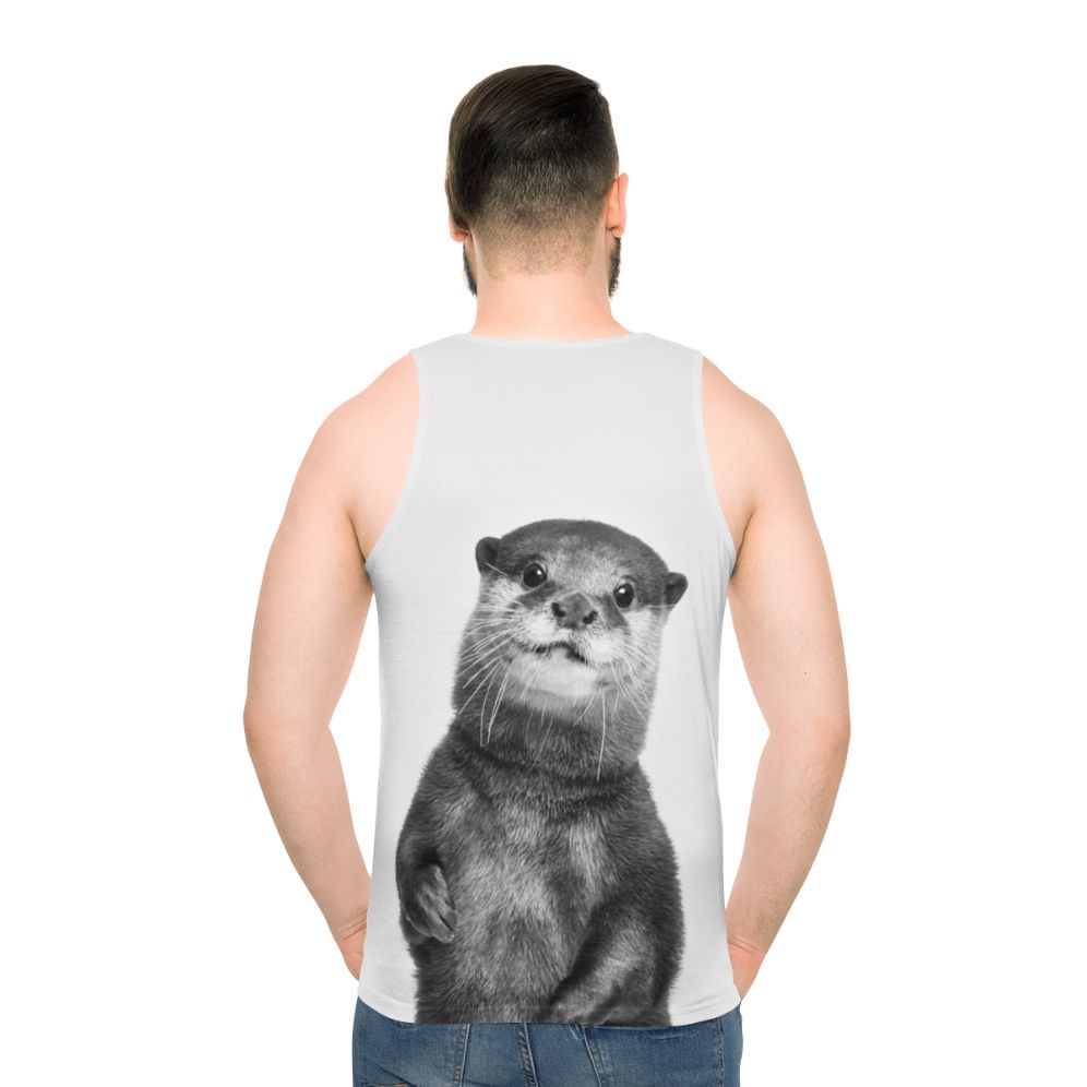 Otter animal portrait graphic on unisex tank top - men back