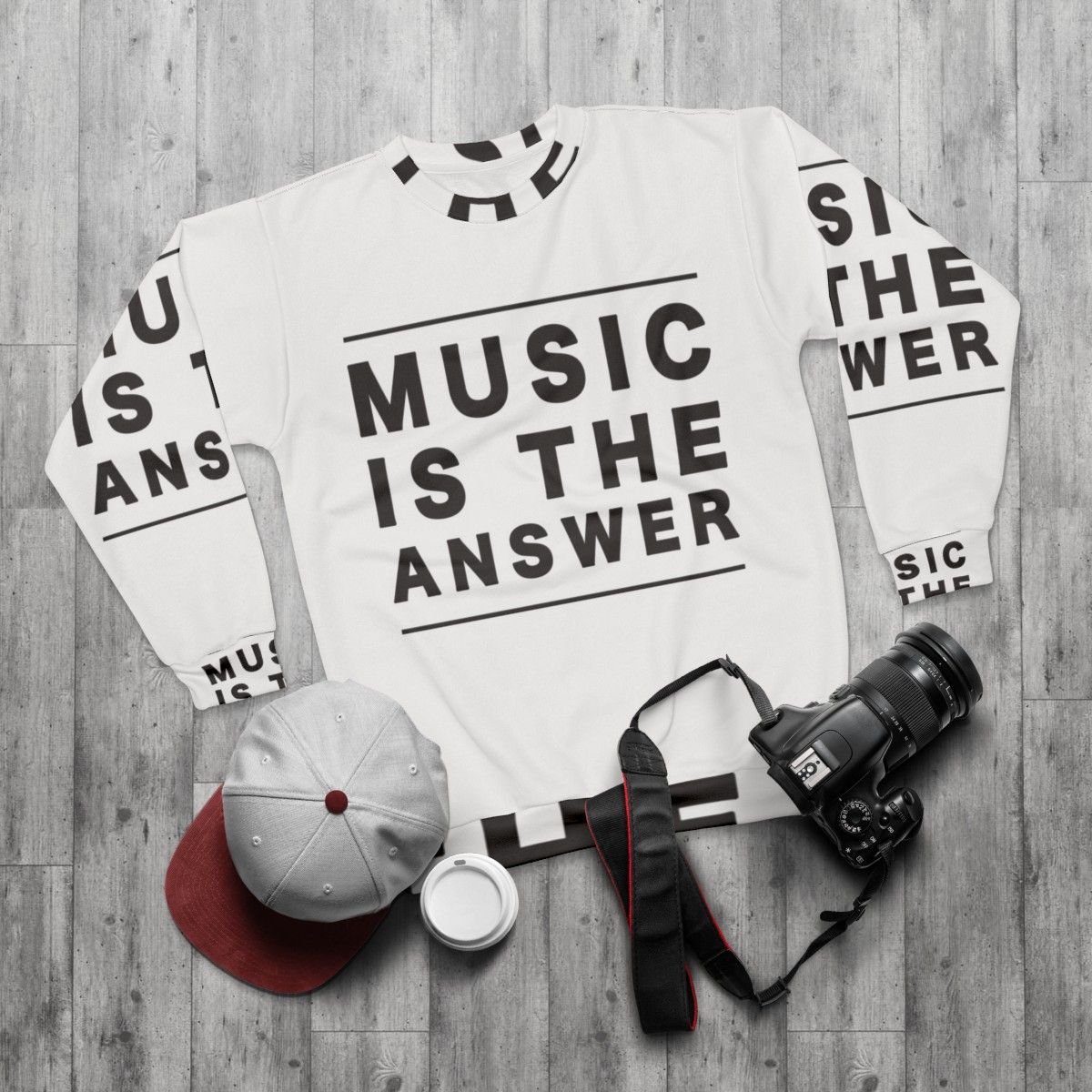 Music Is The Answer Motivational House Music Sweatshirt - flat lay