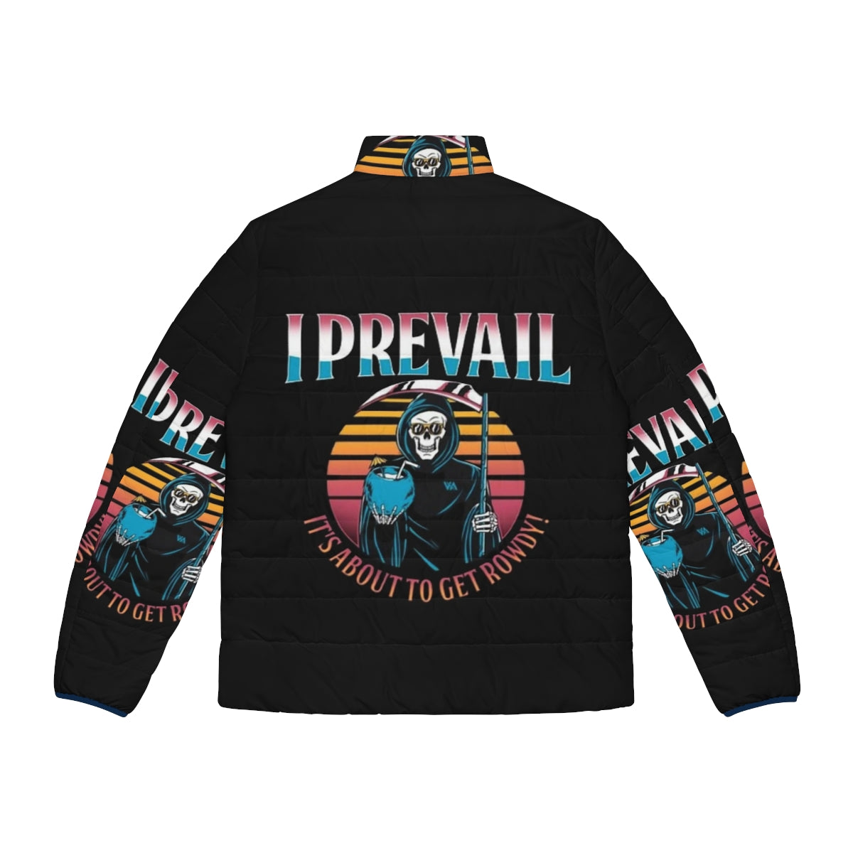 I Prevail Puffer Jacket with band logo and artwork - Back