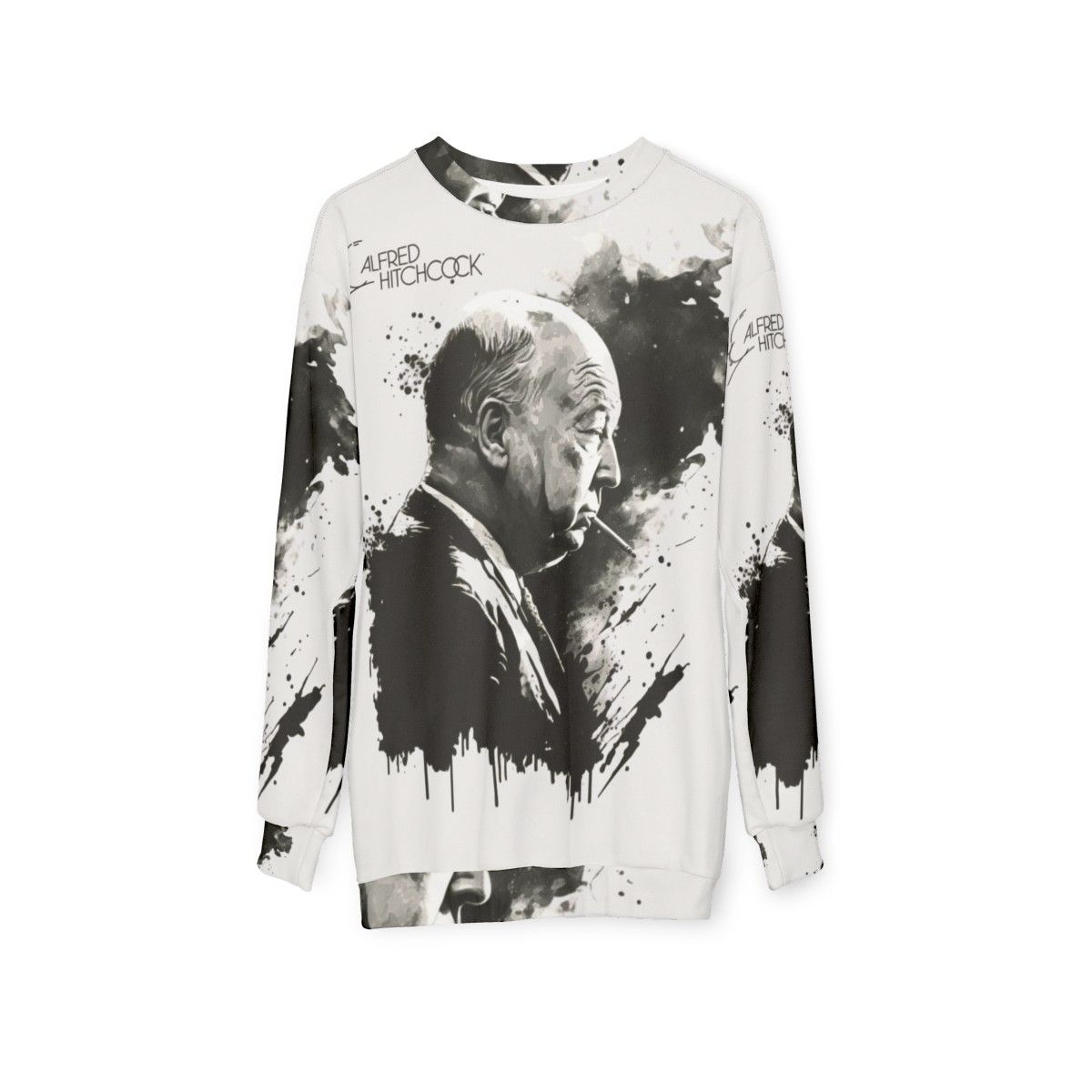 Alfred Hitchcock Black and White Drawing Sweatshirt - hanging