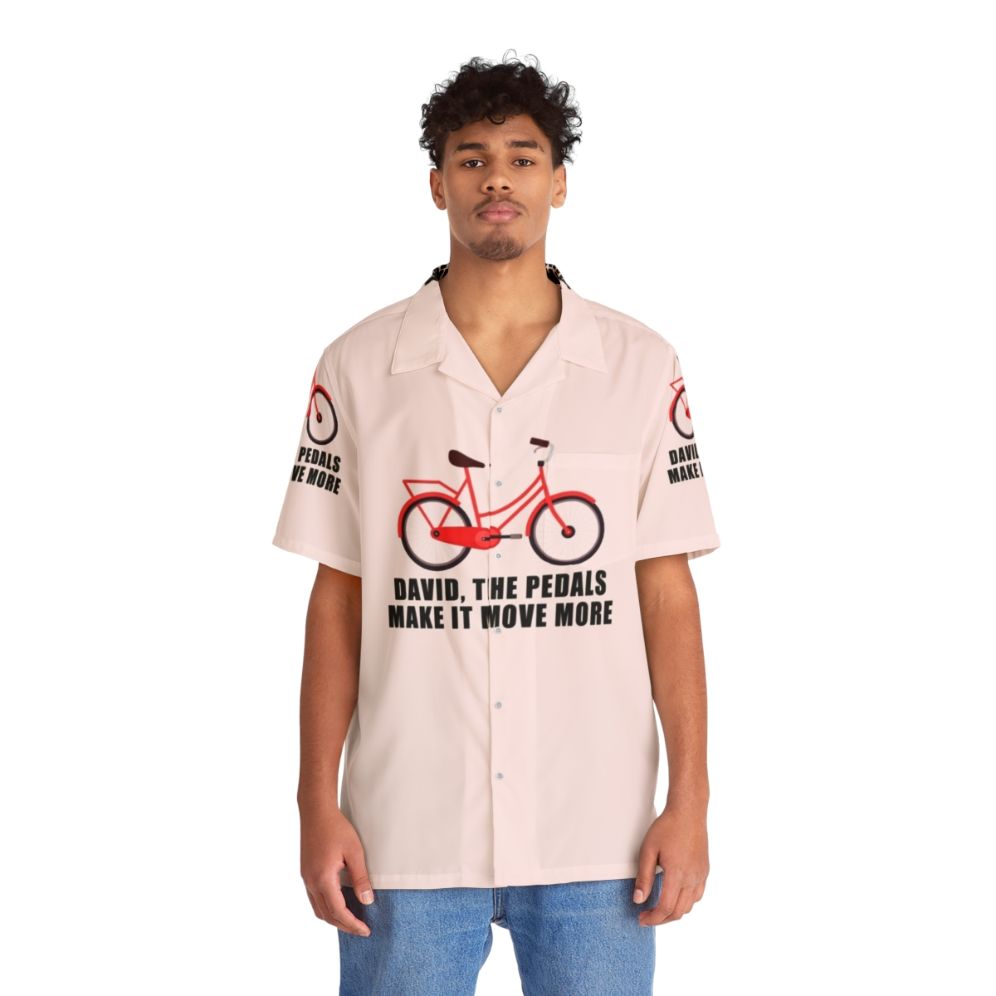 "Schitt's Creek" inspired hawaiian shirt with pedal design - People Front