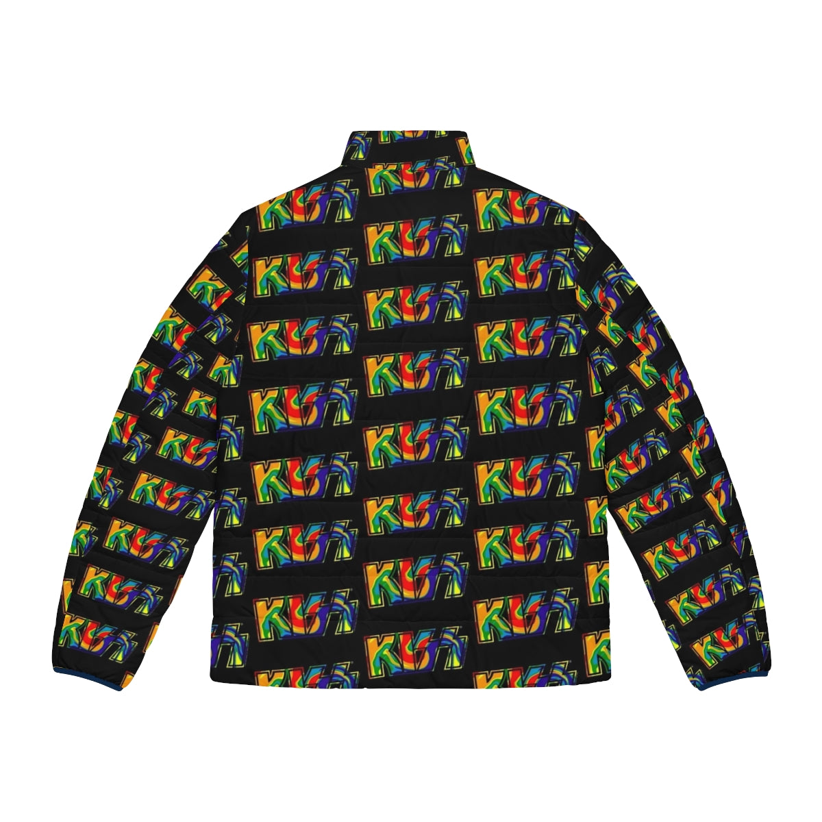 Kiss The Band Rainbow Tie Dye Puffer Jacket - Back