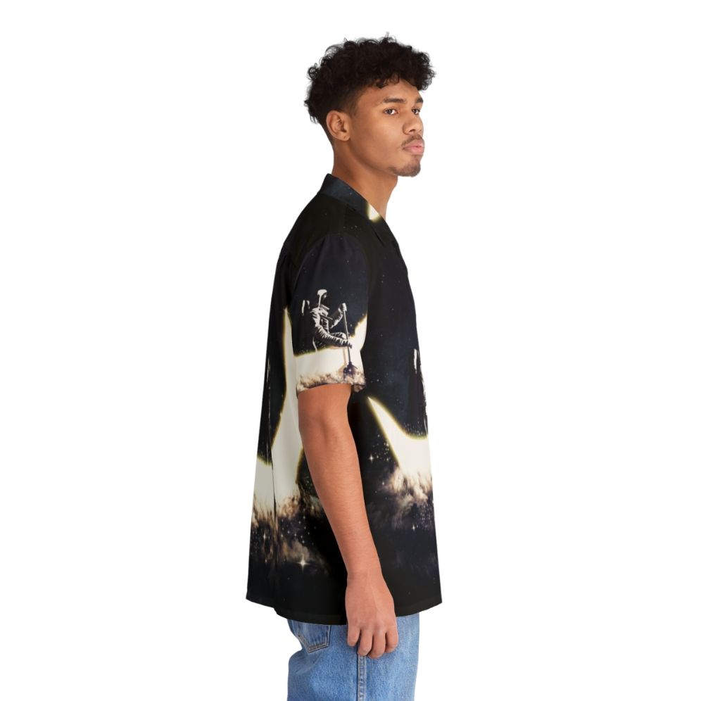 Cosmic Sailing Hawaiian Shirt with Astronaut, Moon, and Stars Design - People Pight