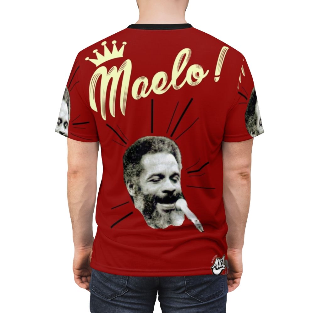 A stylish graphic t-shirt featuring the iconic King Maelo, celebrating Puerto Rican and Latin music culture. - men back