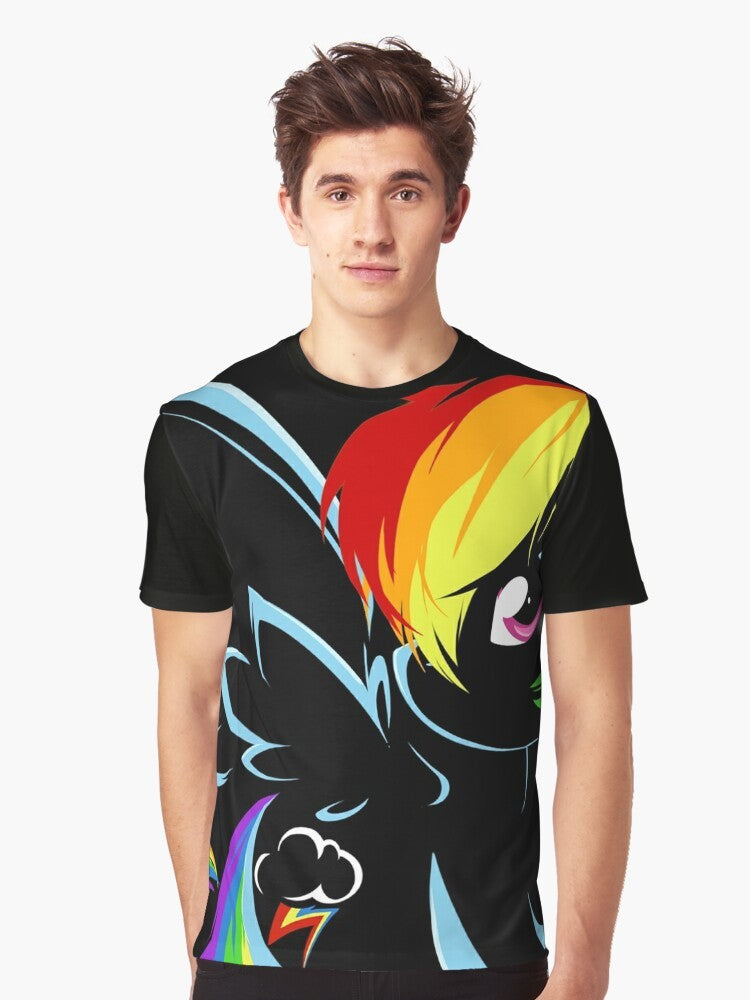 Vibrant Rainbow Dash graphic t-shirt for My Little Pony fans - Men