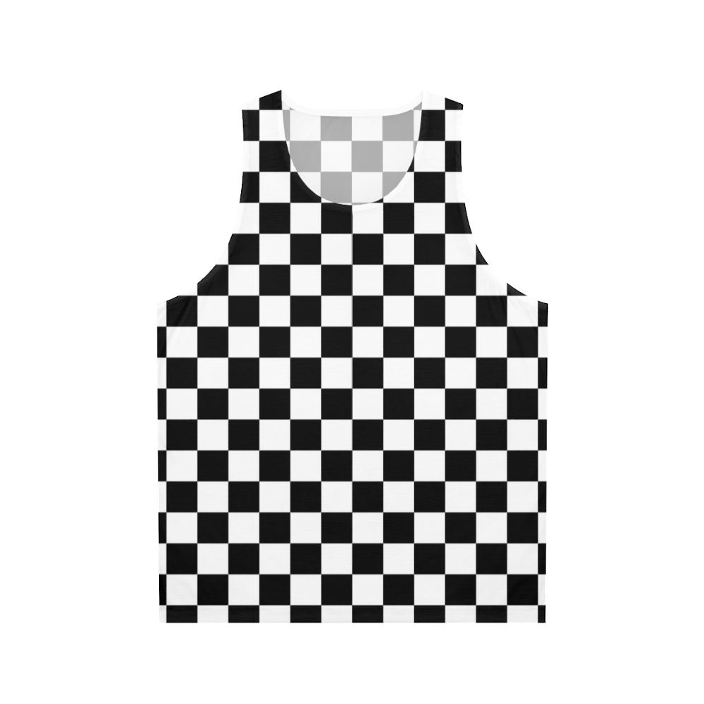 Checkerboard pattern unisex black and white tank top