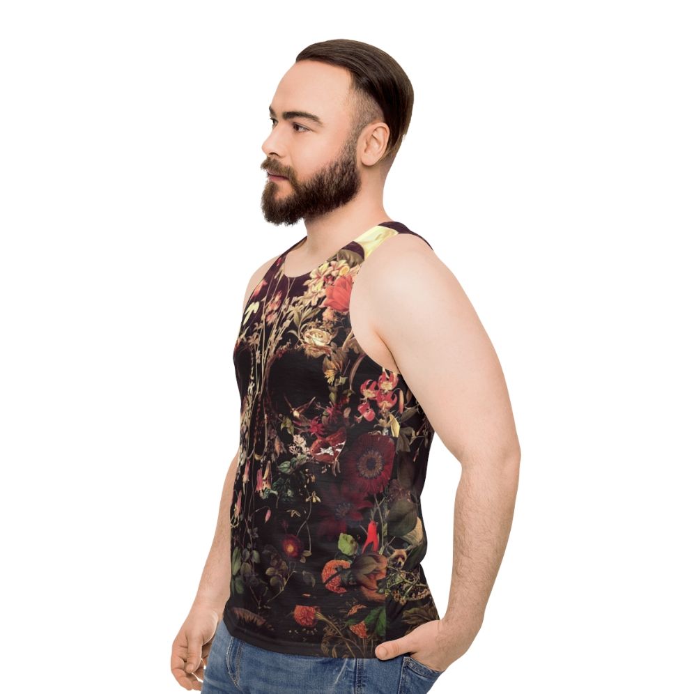 Floral skull unisex tank top - men side