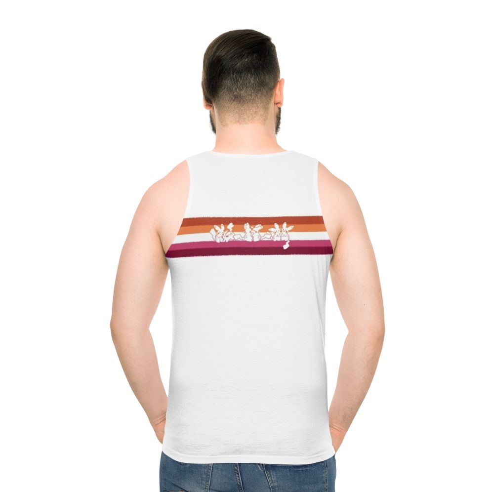 Unisex tank top with vibrant LGBTQ+ pride design - men back