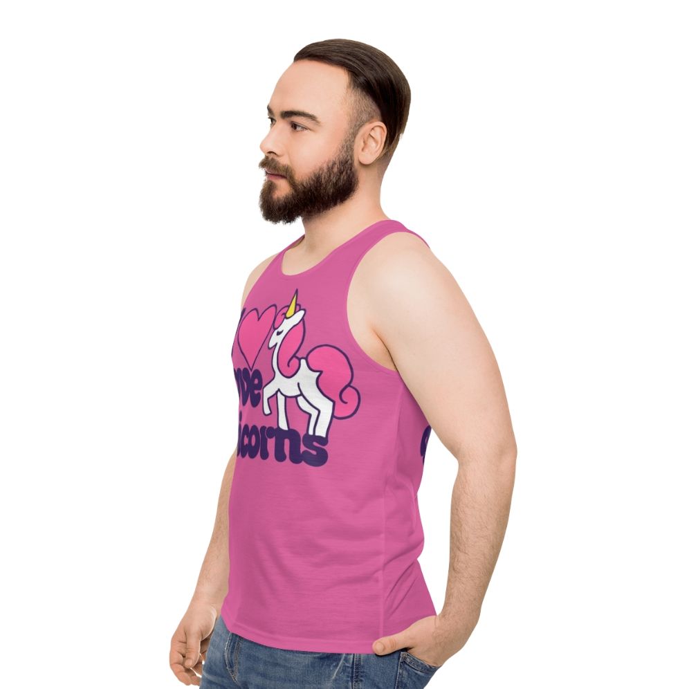 Retro unisex tank top with unicorn design - men side