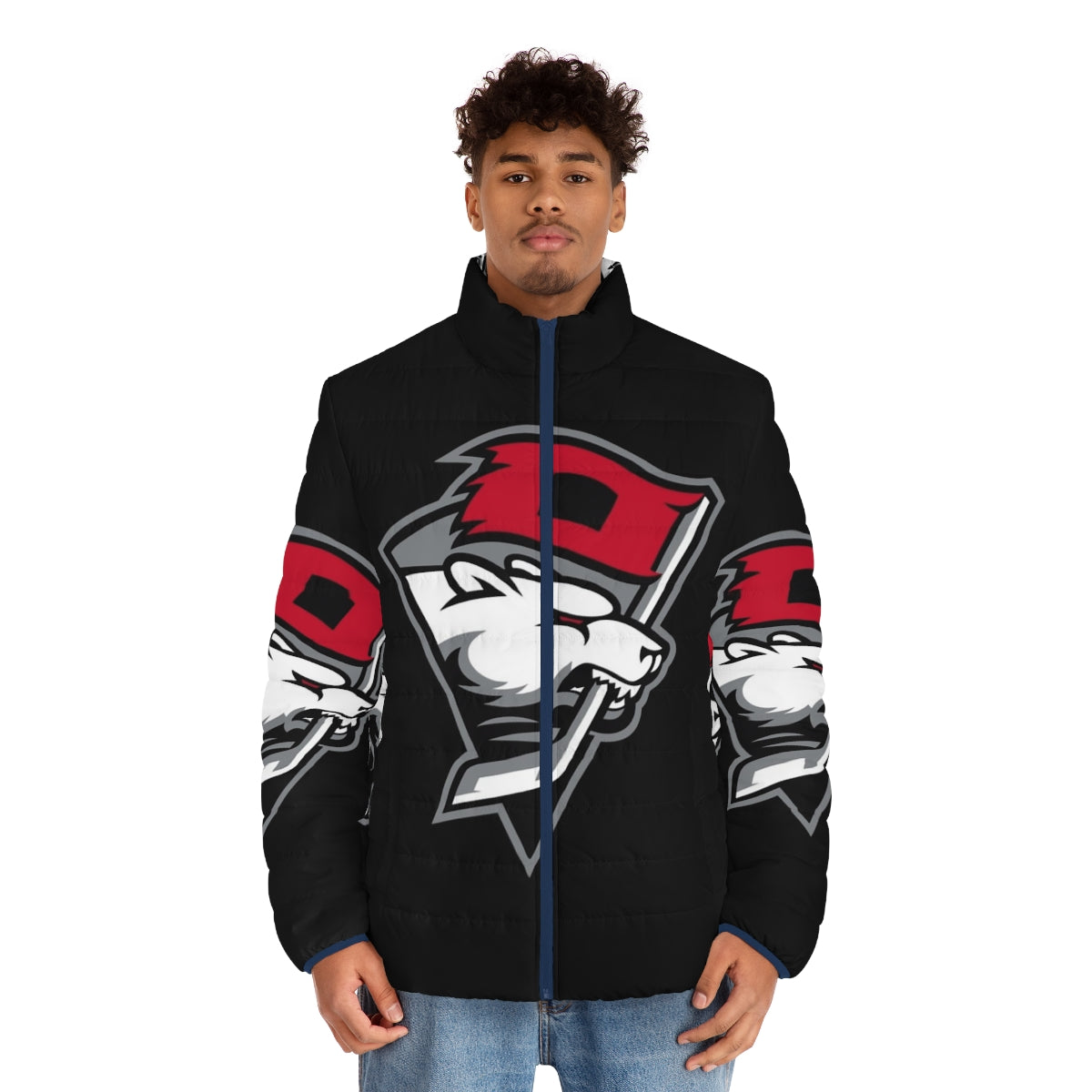 Charlotte Checkers Puffer Jacket featuring the team's logo - men front