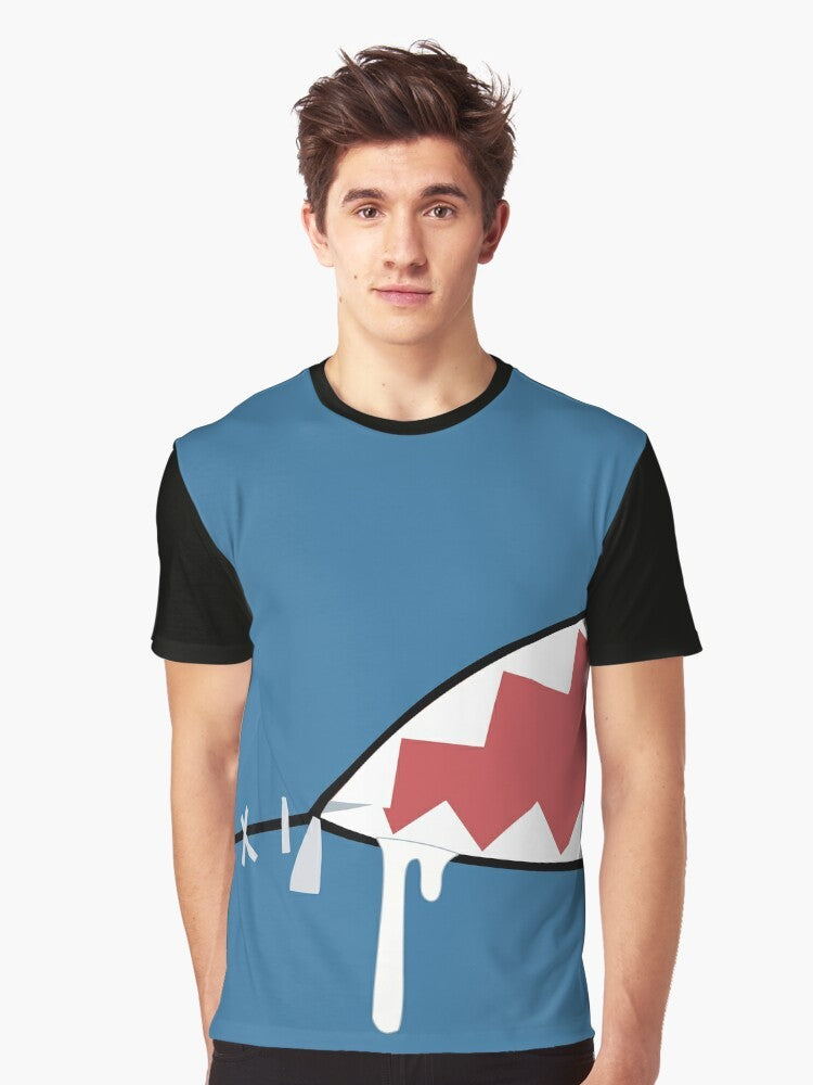 Gawr Gura Shark Mouth Graphic T-Shirt featuring the popular virtual YouTuber from Hololive - Men