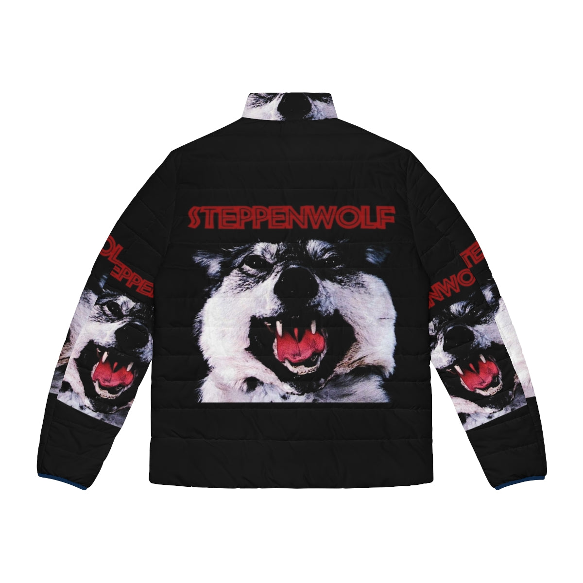 Steppenwolf John Kay inspired puffer jacket with classic rock and literary influences - Back