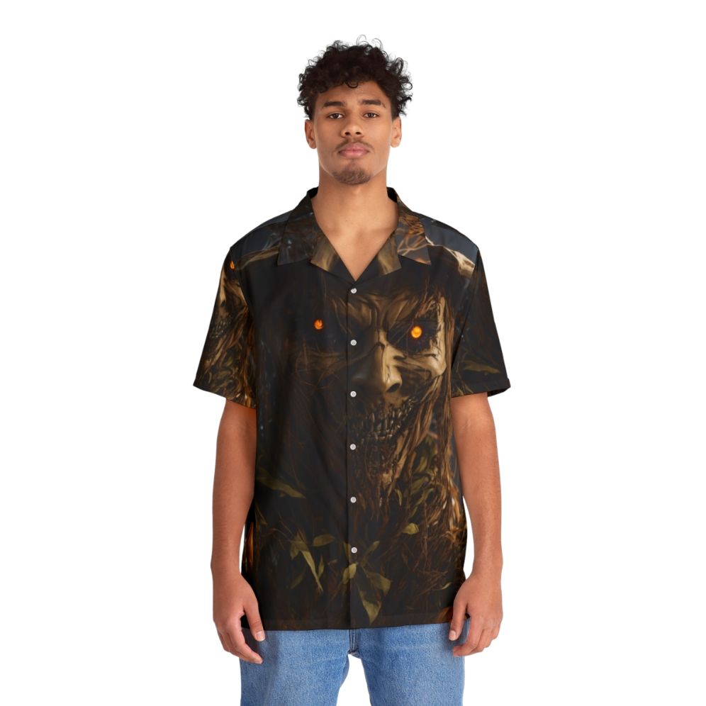 Scary Scarecrow Hawaiian Shirt for Halloween - People Front