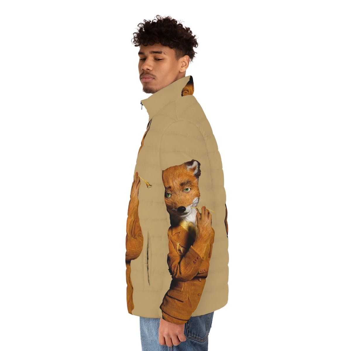 Fantastic Mr Fox Classic Puffer Jacket with Ash Fox Detailing - men side left