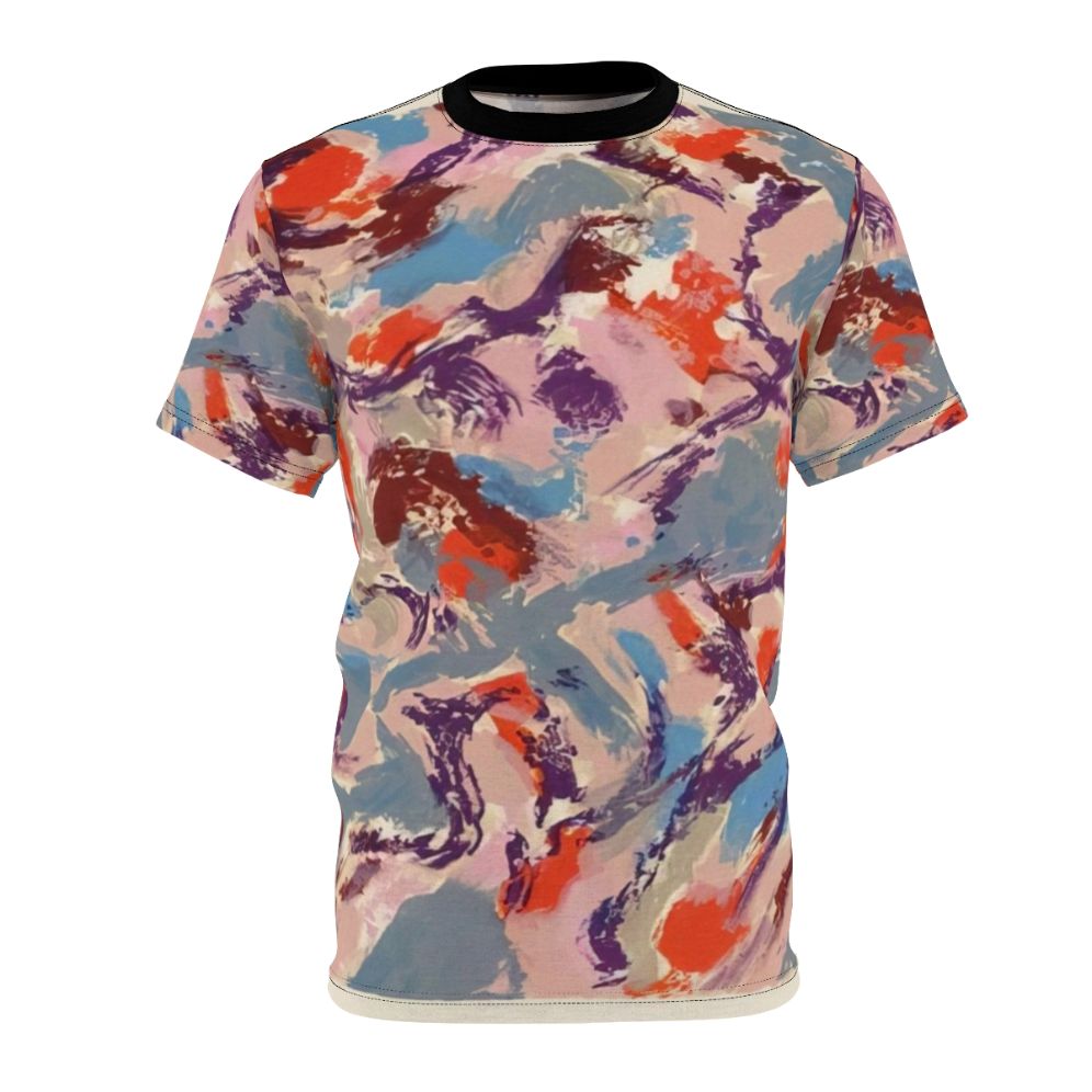 Colorful abstract t-shirt design inspired by the lyrical abstraction of French painter Alfred Manessier.