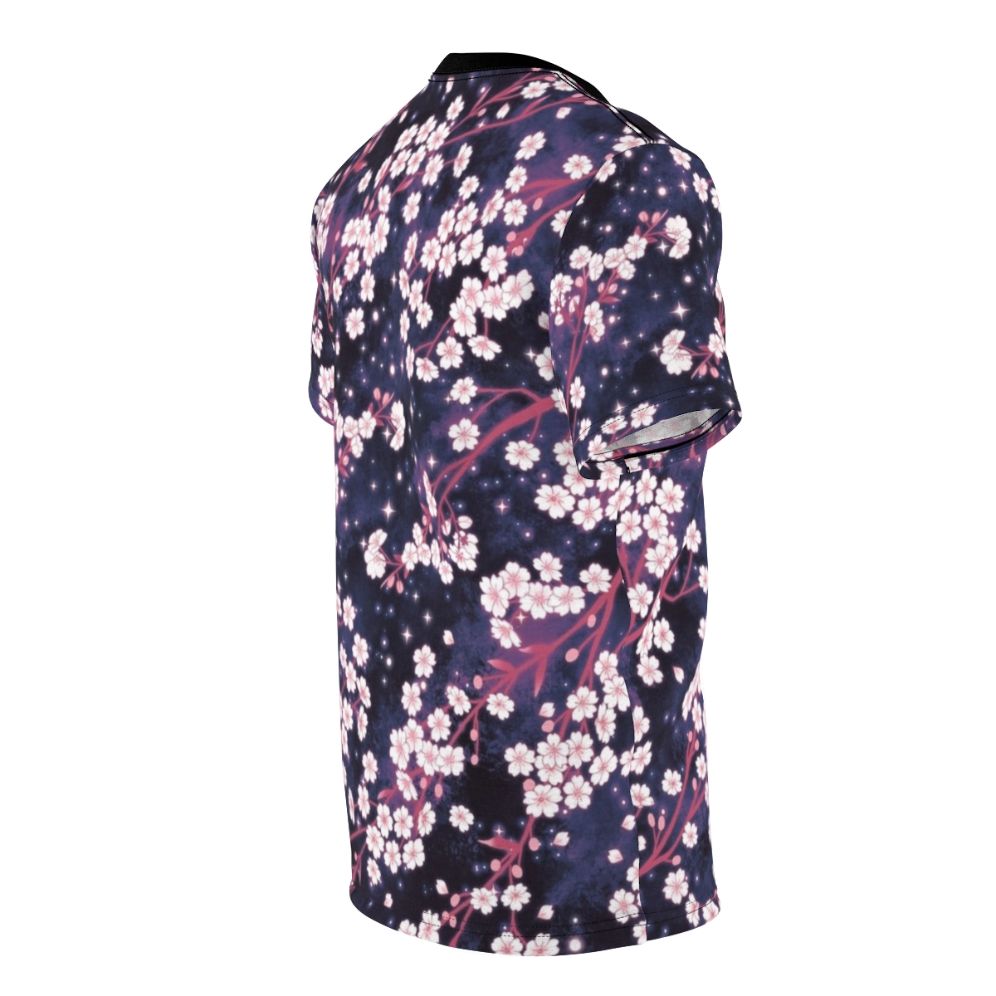 Vibrant t-shirt featuring a stunning sakura galaxy pattern with shimmering stars and petals. - men right