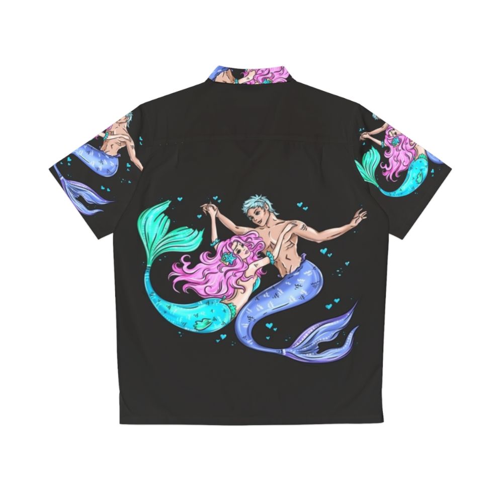 Mermaid and Love Themed Hawaiian Shirt - Back