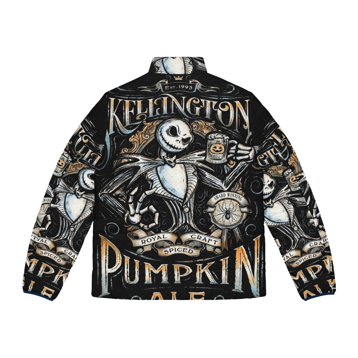 Jack Skellington Pumpkin King Puffer Jacket - Back