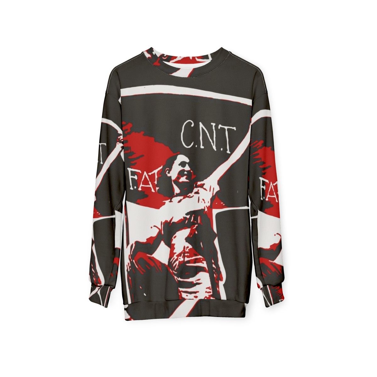 Anarchist sweatshirt featuring Spanish Civil War imagery - hanging