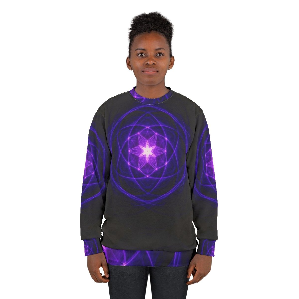 Energetic geometry indigo prayers spiritual sweatshirt - women