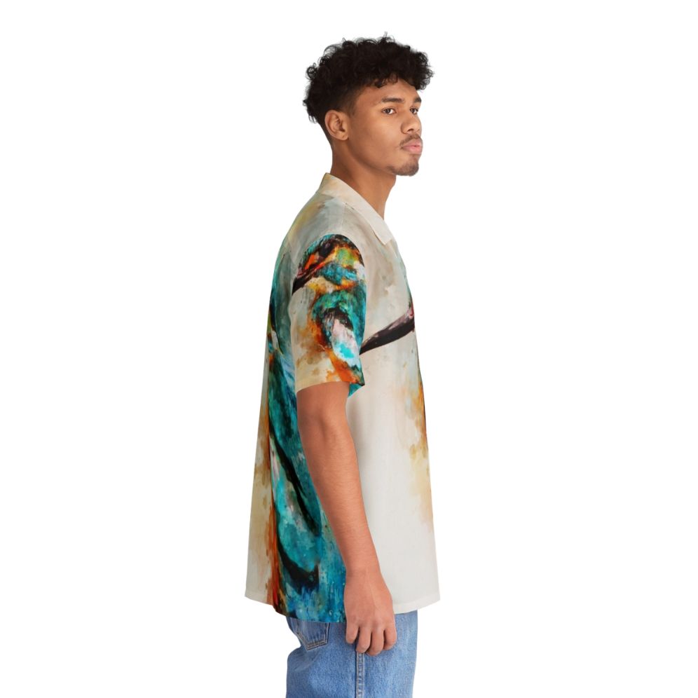 Watercolor Kingfisher Bird Print Hawaiian Shirt - People Pight