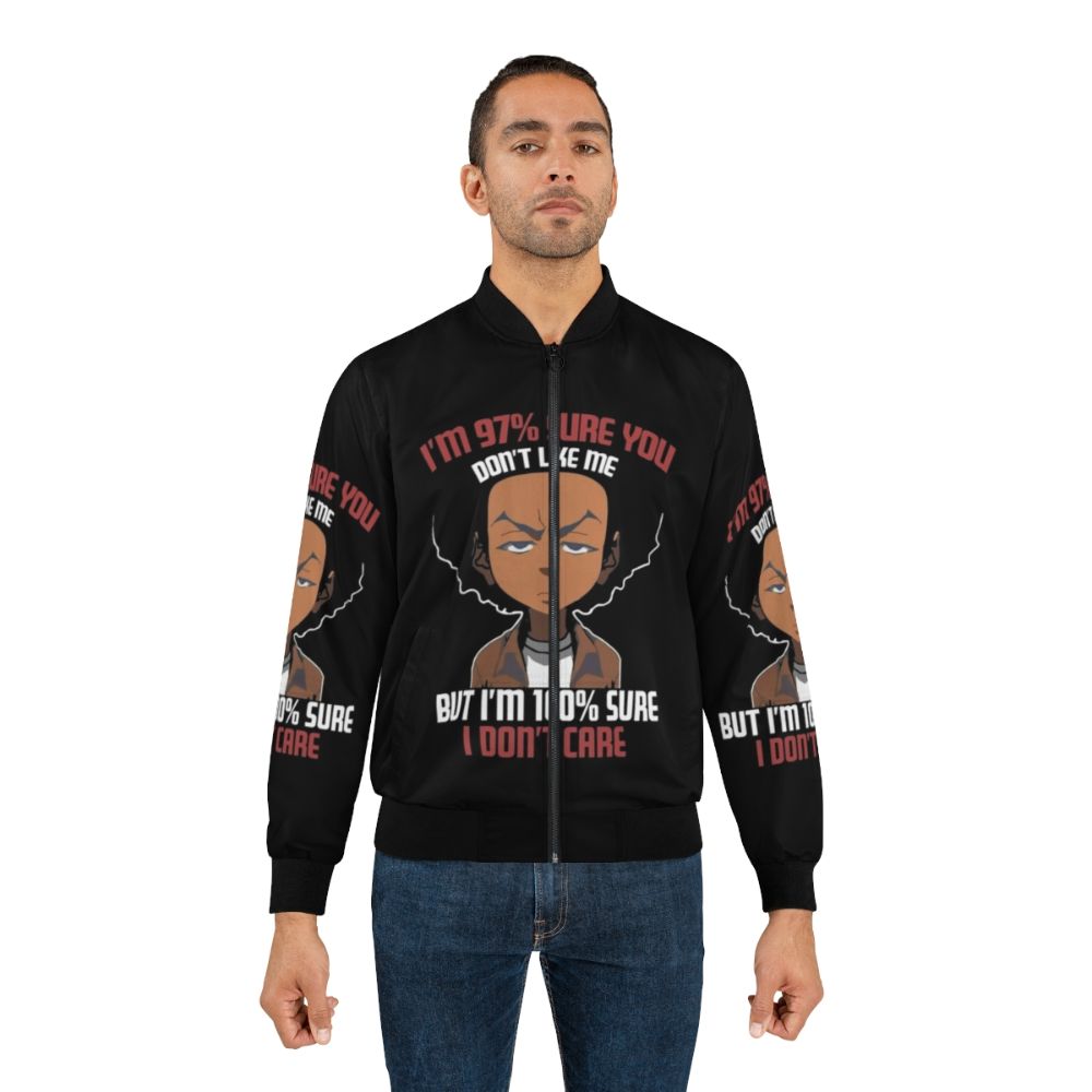 "The Boondocks" Freeman Don't Care Quote Bomber Jacket - Lifestyle