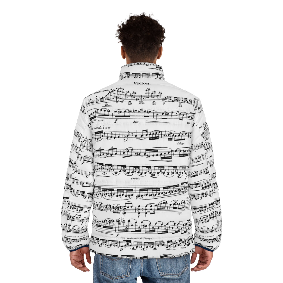 Puffer jacket featuring the Tchaikovsky Violin Concerto design - men back