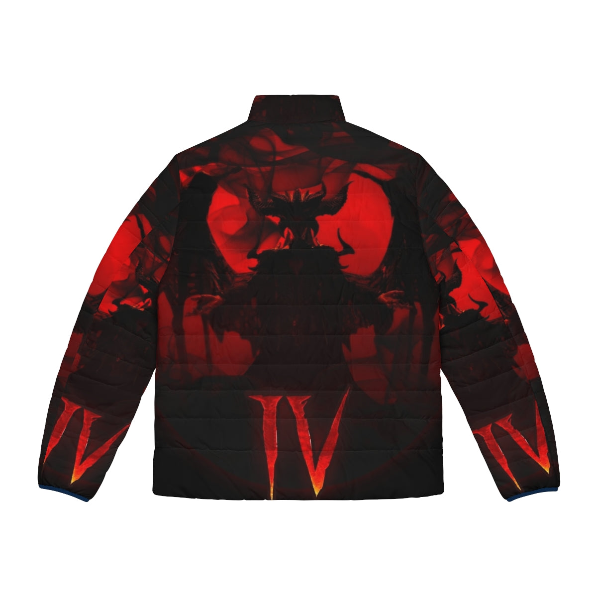 Diablo 4 Lilith Puffer Jacket featuring the Lord of Hatred design - Back