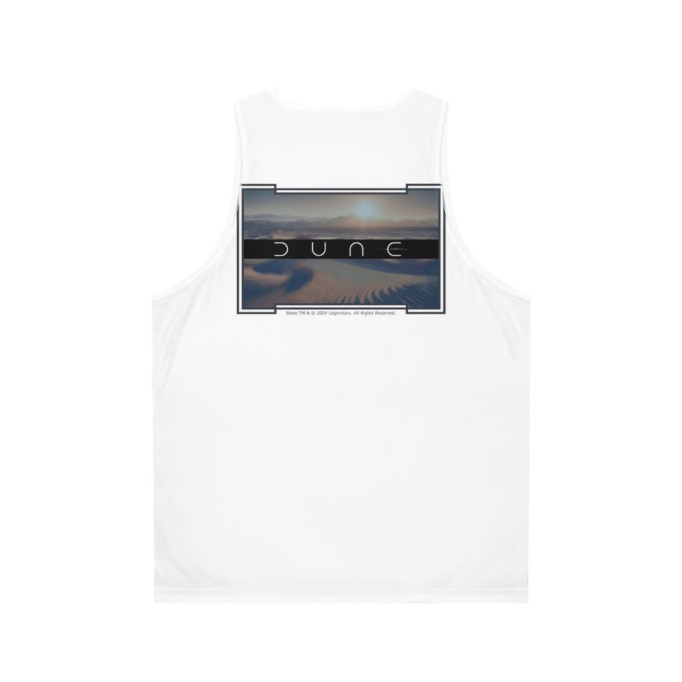 Dune-inspired unisex tank top with white background - Back