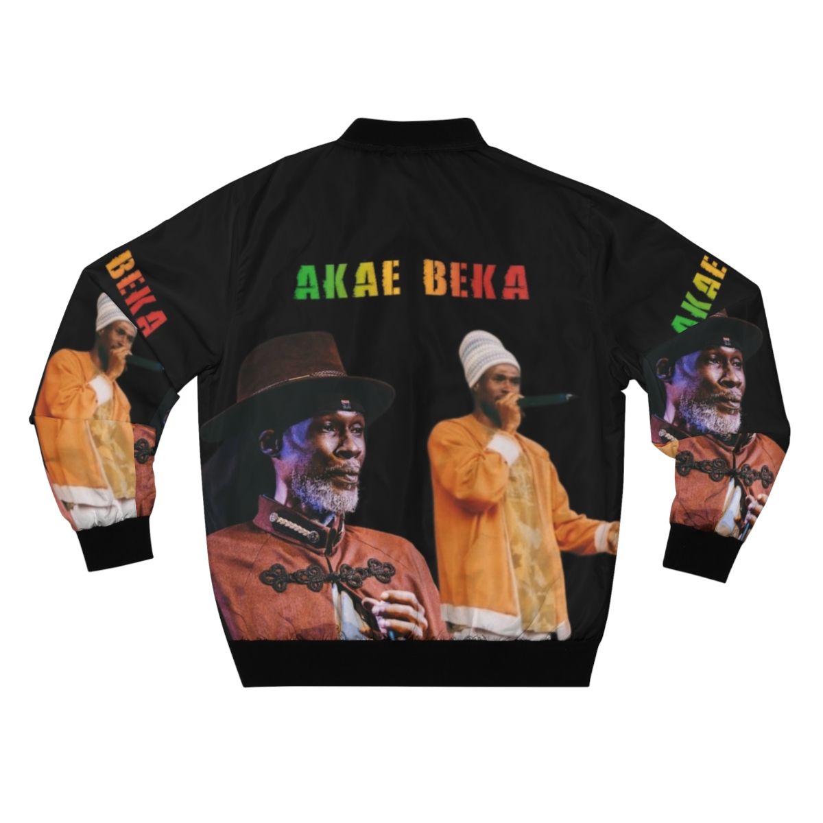 Akae Got Midnite Reggae Bomber Jacket, a stylish and versatile outerwear piece for reggae and Rastafarian fans. - Back